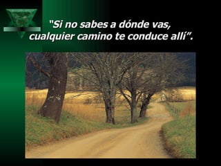 “ Si no sabes a dónde vas,  cualquier camino te conduce allí”. 