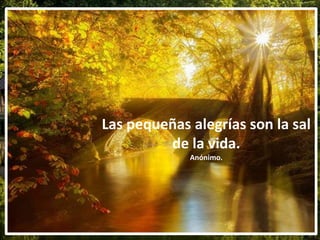 Las pequeñas alegrías son la sal
de la vida.
Anónimo.
 
