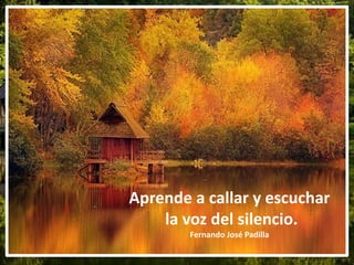 Aprende a callar y escuchar
la voz del silencio.
Fernando José Padilla
 