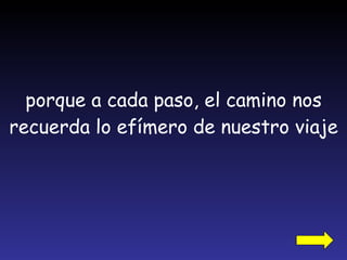 porque a cada paso, el camino nos recuerda lo efímero de nuestro viaje 