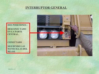 08/03/13 5
INTERRUPTOR GENERAL
DOS POSICIONES :
DESCONECTADO
EN LA PARTE
CENTRAL.
CONECTADO
SIGUIENDO LAS
MANECILLAS DEL
RELOJ.
 