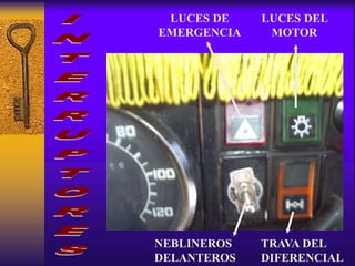 NEBLINEROS
DELANTEROS
TRAVA DEL
DIFERENCIAL
LUCES DE
EMERGENCIA
LUCES DEL
MOTOR
 