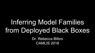 Inferring Model Families
from Deployed Black Boxes
Dr. Rebecca Bilbro
CAMLIS 2018
 