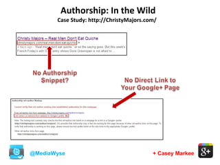 Authorship: In the Wild
@MediaWyse + Casey Markee
Case Study: http://ChristyMajors.com/
 