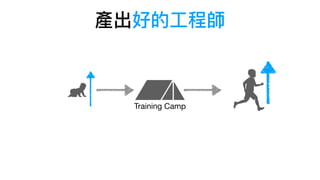 產出好的⼯程師
Training Camp
 