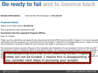 @ f l i p . t a n e d o UCR CAMP GENERAL MEETING
Be ready to fail and to bounce back
 
