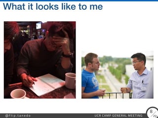 29
@ f l i p . t a n e d o UCR CAMP GENERAL MEETING
8
What it looks like to me
 