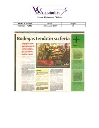 CAMPAÑA DE PRENSA BODEGAS Y MERCADOS 2007