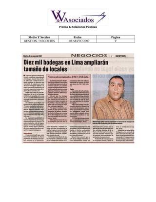 CAMPAÑA DE PRENSA BODEGAS Y MERCADOS 2007