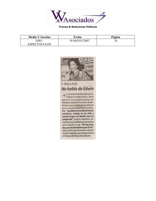 CAMPAÑA DE PRENSA BODEGAS Y MERCADOS 2007