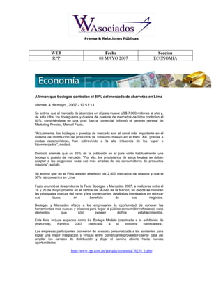 CAMPAÑA DE PRENSA BODEGAS Y MERCADOS 2007