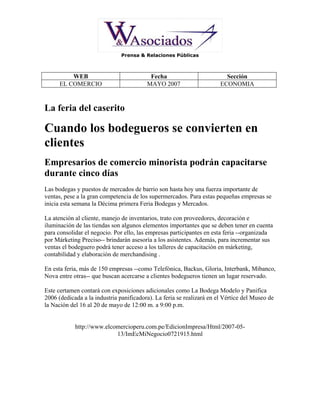 CAMPAÑA DE PRENSA BODEGAS Y MERCADOS 2007