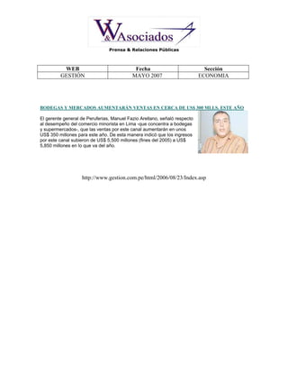 CAMPAÑA DE PRENSA BODEGAS Y MERCADOS 2007