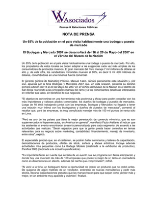 CAMPAÑA DE PRENSA BODEGAS Y MERCADOS 2007