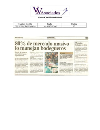 CAMPAÑA DE PRENSA BODEGAS Y MERCADOS 2007