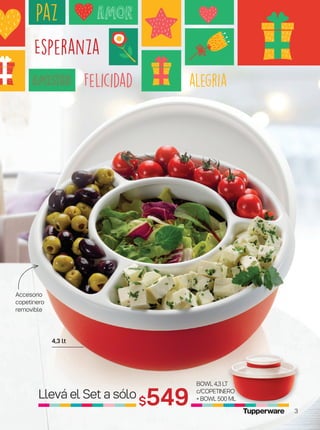 4,3 lt
$549Llevá el Set a sólo
BOWL 4,3 LT
c/COPETINERO
+ BOWL 500 ML
Accesorio
copetinero
removible
3
 