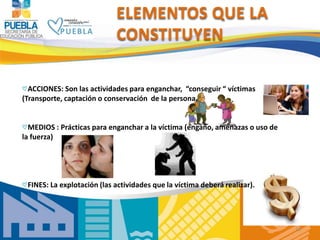 ELEMENTOS QUE LA
                            CONSTITUYEN

  ACCIONES: Son las actividades para enganchar, “conseguir “ víc...