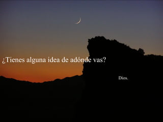 ¿Tienes alguna idea de adónde vas?
Dios.
 