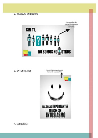 2. TRABAJO EN EQUIPO
3. ENTUSIASMO:
4. ESFUERZO:
 