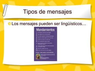 Tipos de mensajesLos mensajes pueden ser lingüísticos…