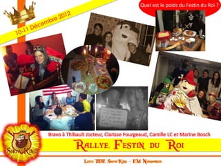 Quel est le poids du Festin du Roi ?




Bravo à Thibault Jocteur, Clarisse Fourgeaud, Camille LC et Marine Bosch
 