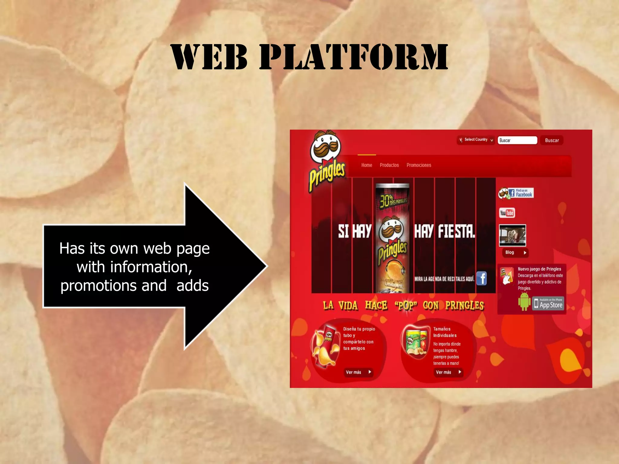 Web platform
Has its own web page
with information,
promotions and adds
 