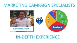 MARKETING CAMPAIGN SPECIALISTS
IN-DEPTH EXPERIENCE