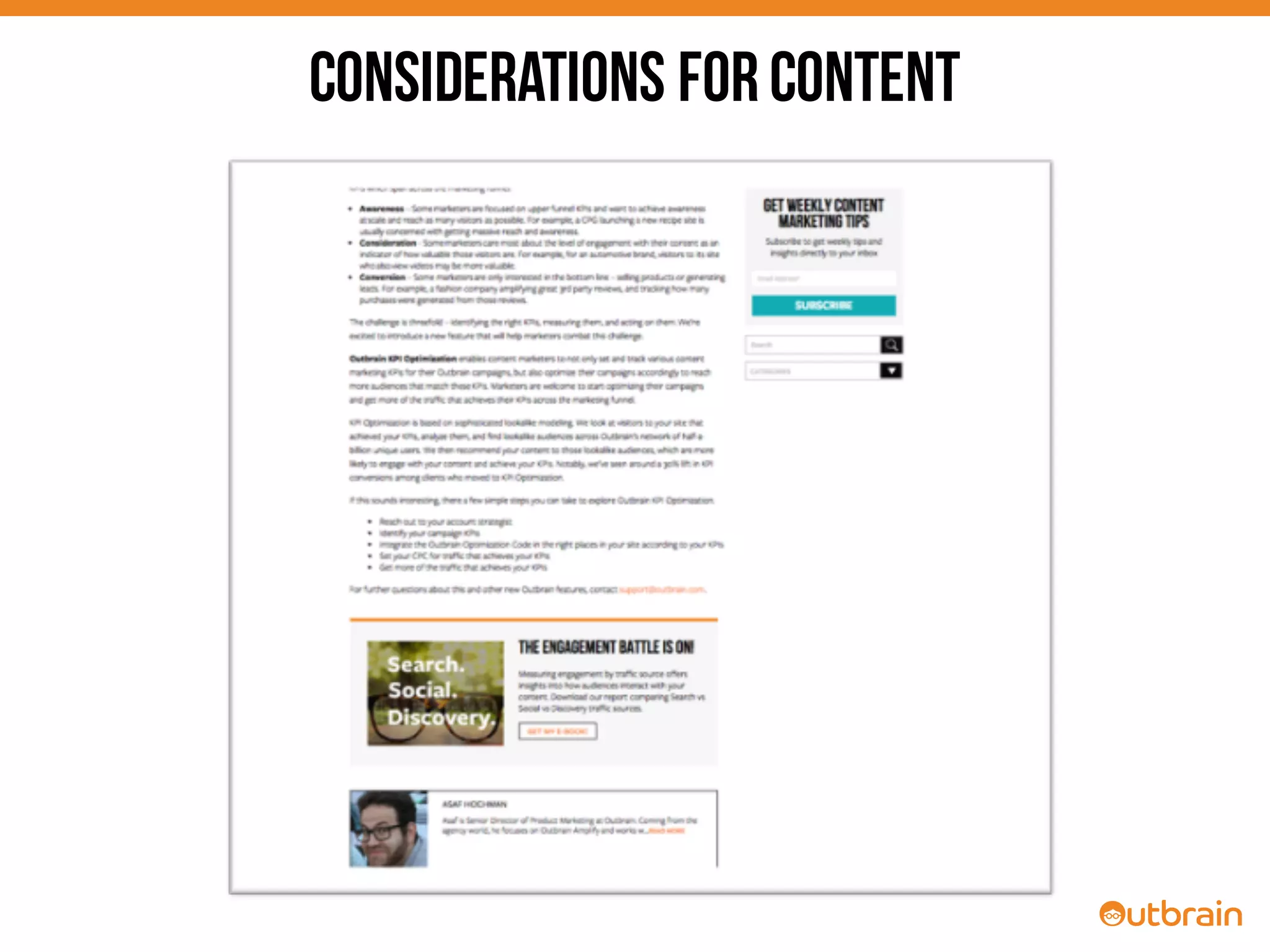 Considerations forContent
 
