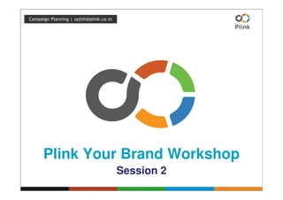 Campaign Planning | sajith@plink.co.in




      Plink Your Brand Workshop
                                         Session 2
 