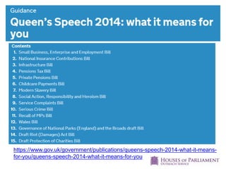 https://www.gov.uk/government/publications/queens-speech-2014-what-it-means-
for-you/queens-speech-2014-what-it-means-for-you
 