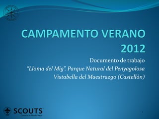 Documento de trabajo
“Lloma del Mig”. Parque Natural del Penyagolosa
           Vistabella del Maestrazgo (Castellón)




                                              1
 