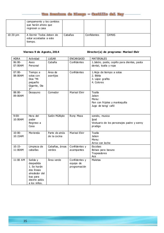 Programa de Campamento Cristiano para niños-Una aventura 