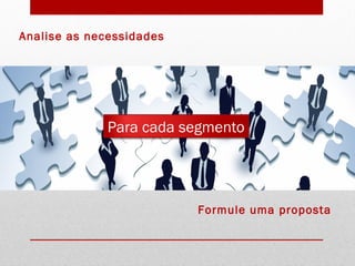 Analise as necessidades
Formule uma proposta
Para cada segmento
 