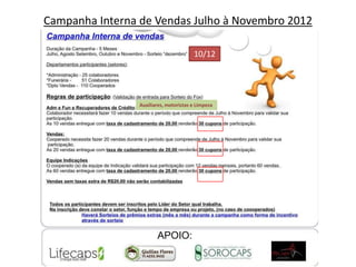 Campanha Interna de Vendas Julho à Novembro 2012

                                        10/12




                 Auxiliares, motoristas e Limpeza
 