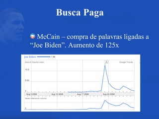 McCain – compra de palavras ligadas a “Joe Biden”. Aumento de 125x Busca Paga 