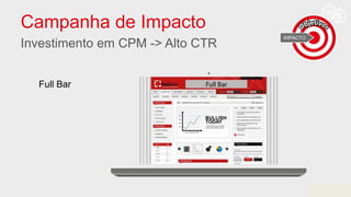 Campanha de Impacto
Investimento em CPM -> Alto CTR
Full Bar
 