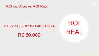 _________________(607x550) –R$187.040 – R$80k
R$ 80.000
ROI
ROI de Mídia vs ROI Real
REAL
 