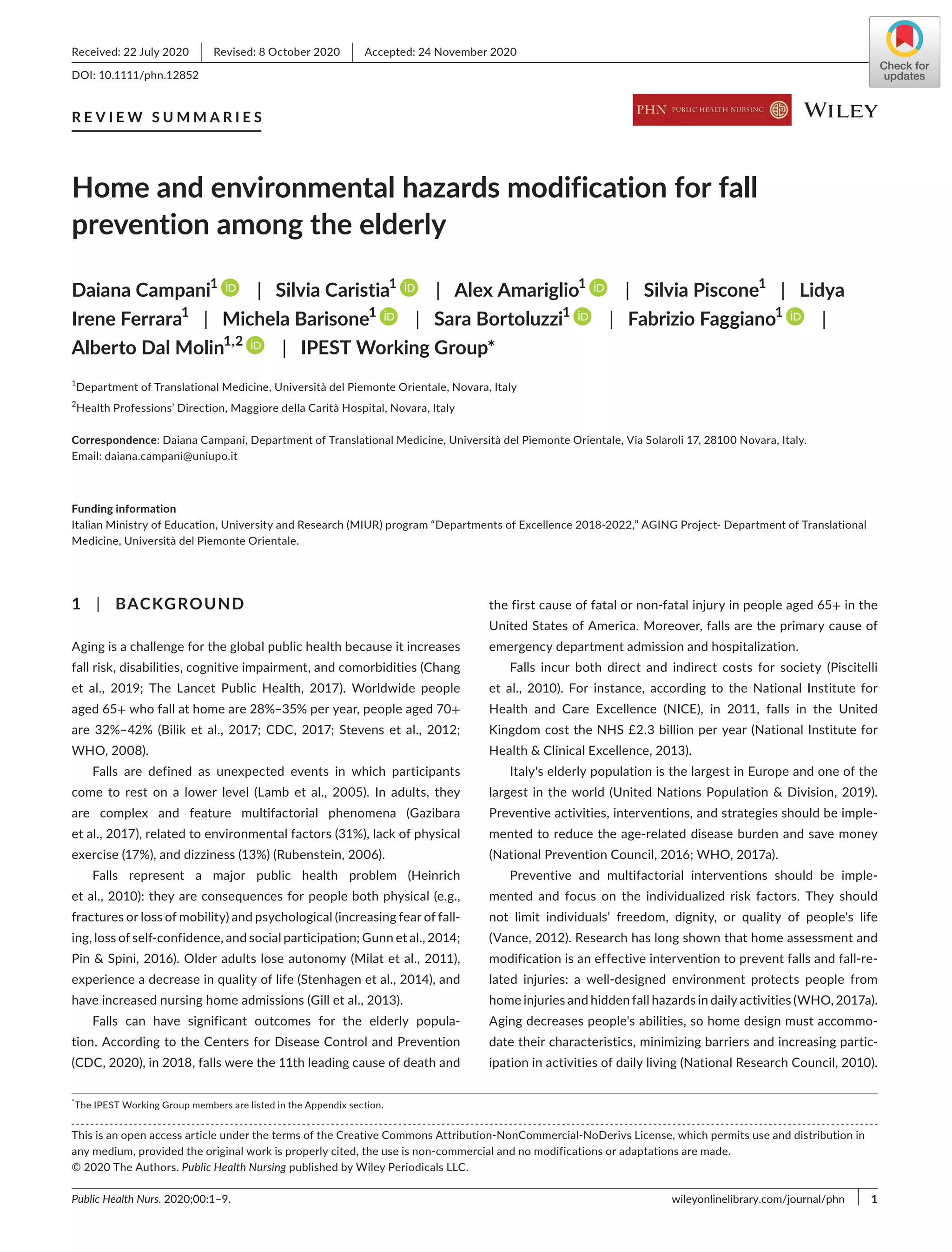 Home and environmental hazards modification for fall prevention among ...