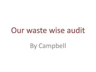 Our waste wise audit  By Campbell 