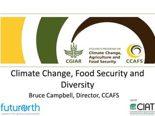 Climate Change, Food Security and
Diversity
Bruce Campbell, Director, CCAFS
 