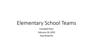 Elementary School Teams
Campbell River
February 26, 2019
Faye Brownlie
 