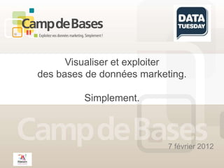 Visualiser et exploiter
des bases de données marketing.

         Simplement.



                           7 février 2012
 