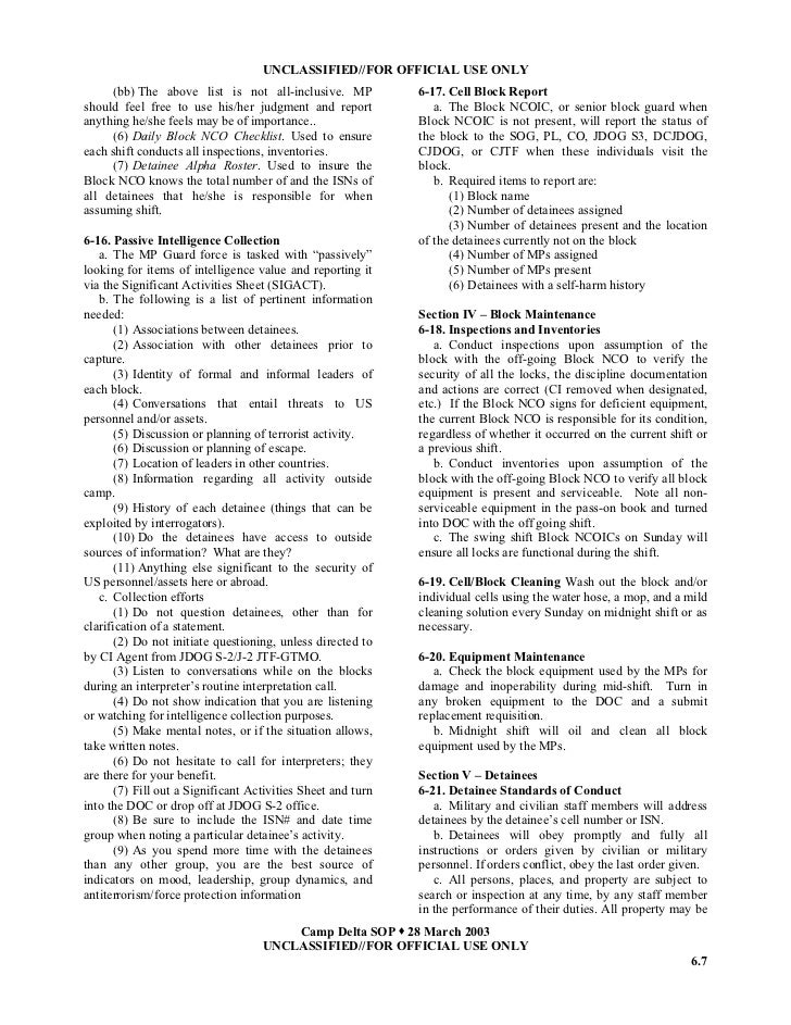 Camp delta standard operating procedures