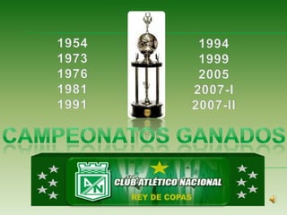 1954 1973 1976 1981 1991 1994 1999 2005 2007-I 2007-II REY DE COPAS Campeonatos ganados 
