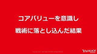 Copyright © 2017 Yahoo Japan Corporation. All Rights Reserved.Copyright © 2017 Yahoo Japan Corporation. All Rights Reserved.
コアバリューを意識し
戦術に落とし込んだ結果
 
