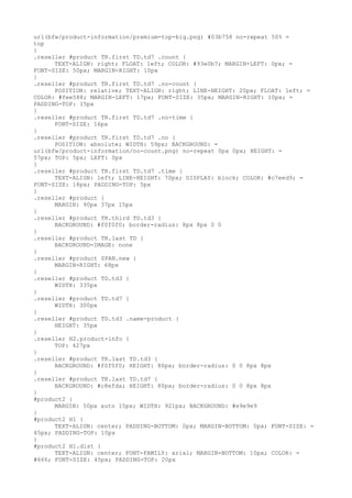 url(bfw/product-information/premium-top-big.png) #03b758 no-repeat 50% =
top
}
.reseller #product TR.first TD.td7 .count {
      TEXT-ALIGN: right; FLOAT: left; COLOR: #93e0b7; MARGIN-LEFT: 0px; =
FONT-SIZE: 50px; MARGIN-RIGHT: 10px
}
.reseller #product TR.first TD.td7 .no-count {
      POSITION: relative; TEXT-ALIGN: right; LINE-HEIGHT: 20px; FLOAT: left; =
COLOR: #fee588; MARGIN-LEFT: 17px; FONT-SIZE: 35px; MARGIN-RIGHT: 10px; =
PADDING-TOP: 15px
}
.reseller #product TR.first TD.td7 .no-time {
      FONT-SIZE: 16px
}
.reseller #product TR.first TD.td7 .no {
      POSITION: absolute; WIDTH: 59px; BACKGROUND: =
url(bfw/product-information/no-count.png) no-repeat 0px 0px; HEIGHT: =
57px; TOP: 5px; LEFT: 0px
}
.reseller #product TR.first TD.td7 .time {
      TEXT-ALIGN: left; LINE-HEIGHT: 70px; DISPLAY: block; COLOR: #c7eed9; =
FONT-SIZE: 18px; PADDING-TOP: 5px
}
.reseller #product {
      MARGIN: 90px 37px 15px
}
.reseller #product TR.third TD.td3 {
      BACKGROUND: #f0f0f0; border-radius: 8px 8px 0 0
}
.reseller #product TR.last TD {
      BACKGROUND-IMAGE: none
}
.reseller #product SPAN.new {
      MARGIN-RIGHT: 68px
}
.reseller #product TD.td3 {
      WIDTH: 335px
}
.reseller #product TD.td7 {
      WIDTH: 300px
}
.reseller #product TD.td3 .name-product {
      HEIGHT: 35px
}
.reseller H2.product-info {
      TOP: 427px
}
.reseller #product TR.last TD.td3 {
      BACKGROUND: #f0f0f0; HEIGHT: 80px; border-radius: 0 0 8px 8px
}
.reseller #product TR.last TD.td7 {
      BACKGROUND: #c8efda; HEIGHT: 80px; border-radius: 0 0 8px 8px
}
#product2 {
      MARGIN: 50px auto 15px; WIDTH: 921px; BACKGROUND: #e9e9e9
}
#product2 H1 {
      TEXT-ALIGN: center; PADDING-BOTTOM: 0px; MARGIN-BOTTOM: 0px; FONT-SIZE: =
45px; PADDING-TOP: 10px
}
#product2 H1.dist {
      TEXT-ALIGN: center; FONT-FAMILY: arial; MARGIN-BOTTOM: 10px; COLOR: =
#666; FONT-SIZE: 45px; PADDING-TOP: 20px
 