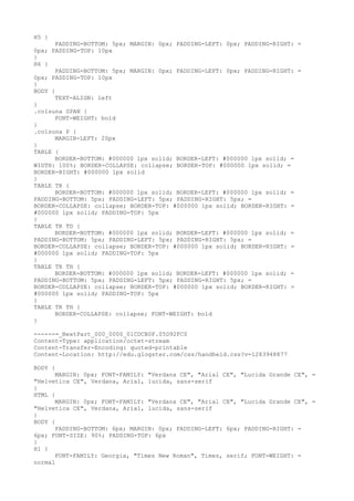 H5 {
      PADDING-BOTTOM: 5px; MARGIN: 0px; PADDING-LEFT: 0px; PADDING-RIGHT: =
0px; PADDING-TOP: 10px
}
H6 {
      PADDING-BOTTOM: 5px; MARGIN: 0px; PADDING-LEFT: 0px; PADDING-RIGHT: =
0px; PADDING-TOP: 10px
}
BODY {
      TEXT-ALIGN: left
}
.colsuna SPAN {
      FONT-WEIGHT: bold
}
.colsuna P {
      MARGIN-LEFT: 20px
}
TABLE {
      BORDER-BOTTOM: #000000 1px solid; BORDER-LEFT: #000000 1px solid; =
WIDTH: 100%; BORDER-COLLAPSE: collapse; BORDER-TOP: #000000 1px solid; =
BORDER-RIGHT: #000000 1px solid
}
TABLE TR {
      BORDER-BOTTOM: #000000 1px solid; BORDER-LEFT: #000000 1px solid; =
PADDING-BOTTOM: 5px; PADDING-LEFT: 5px; PADDING-RIGHT: 5px; =
BORDER-COLLAPSE: collapse; BORDER-TOP: #000000 1px solid; BORDER-RIGHT: =
#000000 1px solid; PADDING-TOP: 5px
}
TABLE TR TD {
      BORDER-BOTTOM: #000000 1px solid; BORDER-LEFT: #000000 1px solid; =
PADDING-BOTTOM: 5px; PADDING-LEFT: 5px; PADDING-RIGHT: 5px; =
BORDER-COLLAPSE: collapse; BORDER-TOP: #000000 1px solid; BORDER-RIGHT: =
#000000 1px solid; PADDING-TOP: 5px
}
TABLE TR TH {
      BORDER-BOTTOM: #000000 1px solid; BORDER-LEFT: #000000 1px solid; =
PADDING-BOTTOM: 5px; PADDING-LEFT: 5px; PADDING-RIGHT: 5px; =
BORDER-COLLAPSE: collapse; BORDER-TOP: #000000 1px solid; BORDER-RIGHT: =
#000000 1px solid; PADDING-TOP: 5px
}
TABLE TR TH {
      BORDER-COLLAPSE: collapse; FONT-WEIGHT: bold
}

------=_NextPart_000_0000_01CDCB0F.05D92FC0
Content-Type: application/octet-stream
Content-Transfer-Encoding: quoted-printable
Content-Location: http://edu.glogster.com/css/handheld.css?v=1283948877

BODY {
      MARGIN: 0px; FONT-FAMILY: "Verdana CE", "Arial CE", "Lucida Grande CE", =
"Helvetica CE", Verdana, Arial, lucida, sans-serif
}
HTML {
      MARGIN: 0px; FONT-FAMILY: "Verdana CE", "Arial CE", "Lucida Grande CE", =
"Helvetica CE", Verdana, Arial, lucida, sans-serif
}
BODY {
      PADDING-BOTTOM: 6px; MARGIN: 0px; PADDING-LEFT: 6px; PADDING-RIGHT: =
6px; FONT-SIZE: 90%; PADDING-TOP: 6px
}
H1 {
      FONT-FAMILY: Georgia, "Times New Roman", Times, serif; FONT-WEIGHT: =
normal
 