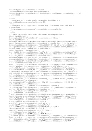 Content-Type: application/octet-stream
Content-Transfer-Encoding: quoted-printable
Content-Location: http://static01.edu.glogster.com/javascript/swfobject1-5.js?
v=1283948698

/**=0A=
 * SWFObject v1.5: Flash Player detection and embed - =
http://blog.deconcept.com/swfobject/=0A=
 *=0A=
 * SWFObject is (c) 2007 Geoff Stearns and is released under the MIT =
License:=0A=
 * http://www.opensource.org/licenses/mit-license.php=0A=
 *=0A=
 */=0A=
if(typeof deconcept=3D=3D"undefined"){var deconcept=3Dnew =
Object();}if(typeof =
deconcept.util=3D=3D"undefined"){deconcept.util=3Dnew =
Object();}if(typeof =
deconcept.SWFObjectUtil=3D=3D"undefined"){deconcept.SWFObjectUtil=3Dnew =
Object();}deconcept.SWFObject=3Dfunction(_1,id,w,h,_5,c,_7,_8,_9,_a){if(!=
document.getElementById){return;}this.DETECT_KEY=3D_a?_a:"detectflash";th=
is.skipDetect=3Ddeconcept.util.getRequestParameter(this.DETECT_KEY);this.=
params=3Dnew Object();this.variables=3Dnew =
Object();this.attributes=3Dnew =
Array();if(_1){this.setAttribute("swf",_1);}if(id){this.setAttribute("id"=
,id);}if(w){this.setAttribute("width",w);}if(h){this.setAttribute("height=
",h);}if(_5){this.setAttribute("version",new =
deconcept.PlayerVersion(_5.toString().split(".")));}this.installedVer=3Dd=
econcept.SWFObjectUtil.getPlayerVersion();if(!window.opera&&document.all&=
&this.installedVer.major>7){deconcept.SWFObject.doPrepUnload=3Dtrue;}if(c=
){this.addParam("bgcolor",c);}var =
q=3D_7?_7:"high";this.addParam("quality",q);this.setAttribute("useExpress=
Install",false);this.setAttribute("doExpressInstall",false);var =
_c=3D(_8)?_8:window.location;this.setAttribute("xiRedirectUrl",_c);this.s=
etAttribute("redirectUrl","");if(_9){this.setAttribute("redirectUrl",_9);=
}};deconcept.SWFObject.prototype=3D{useExpressInstall:function(_d){this.x=
iSWFPath=3D!_d?"expressinstall.swf":_d;this.setAttribute("useExpressInsta=
ll",true);},setAttribute:function(_e,_f){this.attributes[_e]=3D_f;},getAt=
tribute:function(_10){return =
this.attributes[_10];},addParam:function(_11,_12){this.params[_11]=3D_12;=
},getParams:function(){return =
this.params;},addVariable:function(_13,_14){this.variables[_13]=3D_14;},g=
etVariable:function(_15){return =
this.variables[_15];},getVariables:function(){return =
this.variables;},getVariablePairs:function(){var _16=3Dnew Array();var =
key;var _18=3Dthis.getVariables();for(key in =
_18){_16[_16.length]=3Dkey+"=3D"+_18[key];}return =
_16;},getSWFHTML:function(){var =
_19=3D"";if(navigator.plugins&&navigator.mimeTypes&&navigator.mimeTypes.l=
ength){if(this.getAttribute("doExpressInstall")){this.addVariable("MMplay=
erType","PlugIn");this.setAttribute("swf",this.xiSWFPath);}_19=3D"<embed =
type=3D"application/x-shockwave-flash" =
src=3D""+this.getAttribute("swf")+"" =
width=3D""+this.getAttribute("width")+"" =
height=3D""+this.getAttribute("height")+"" =
style=3D""+this.getAttribute("style")+""";_19+=3D" =
id=3D""+this.getAttribute("id")+"" =
name=3D""+this.getAttribute("id")+"" ";var =
_1a=3Dthis.getParams();for(var key in =
_1a){_19+=3D[key]+"=3D""+_1a[key]+"" ";}var =
_1c=3Dthis.getVariablePairs().join("&");if(_1c.length>0){_19+=3D"flashvar=
s=3D""+_1c+""";}_19+=3D"/>";}else{if(this.getAttribute("doExpressInstal=
l")){this.addVariable("MMplayerType","ActiveX");this.setAttribute("swf",t=
his.xiSWFPath);}_19=3D"<object id=3D""+this.getAttribute("id")+"" =
 