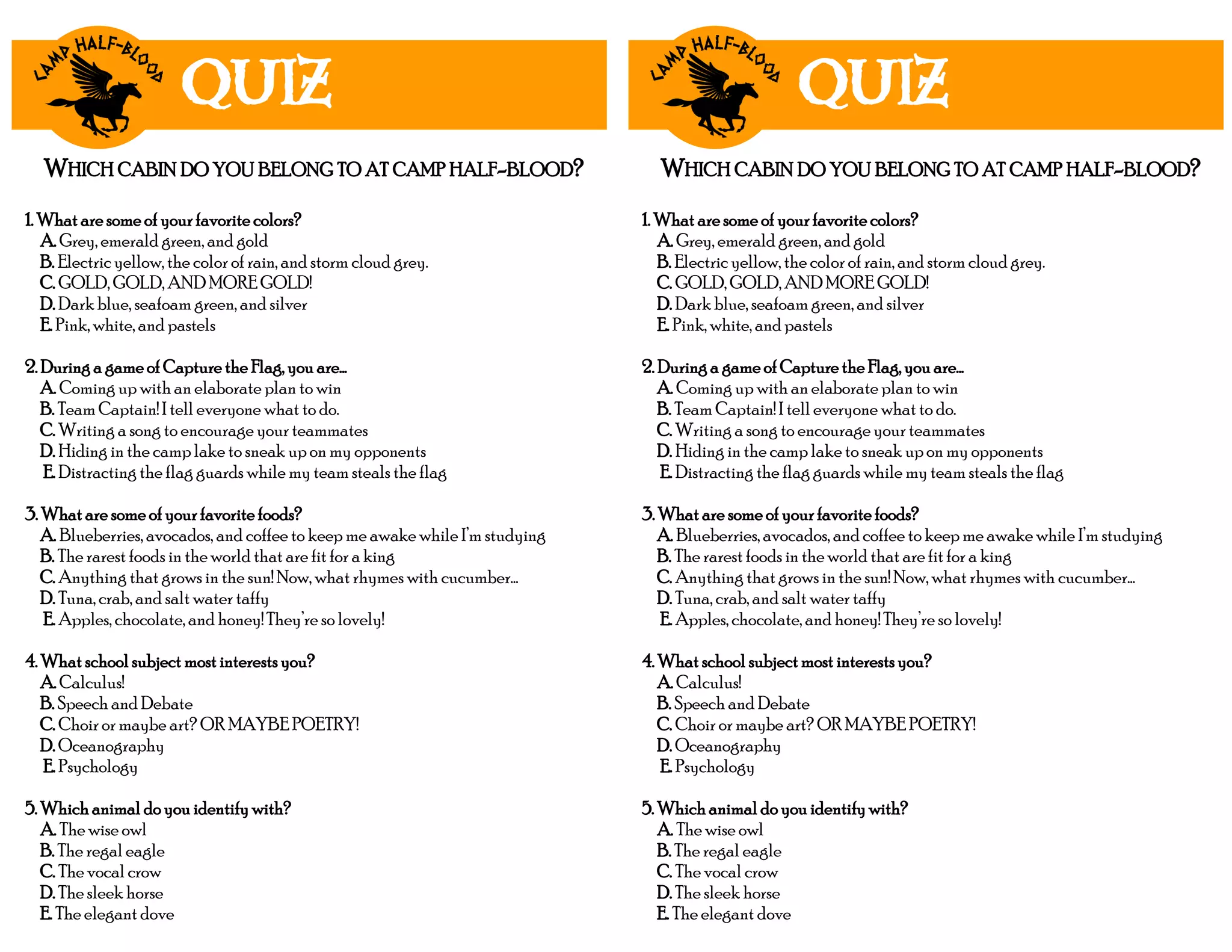 Camp Half Blood: Which Cabin Quiz | PDF