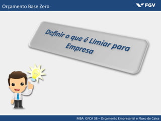 MBA GFCA 38 – Orçamento Empresarial e Fluxo de Caixa
Orçamento Base Zero
 